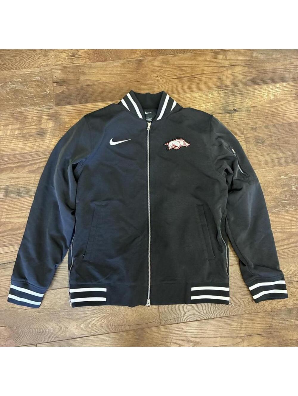 Nike Arkansas Razorbacks black fleece lined bomber jacket M
